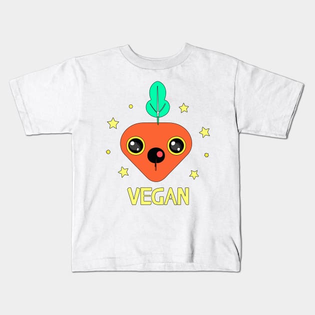 Cute vegan baby carrot Kids T-Shirt by N1L3SH